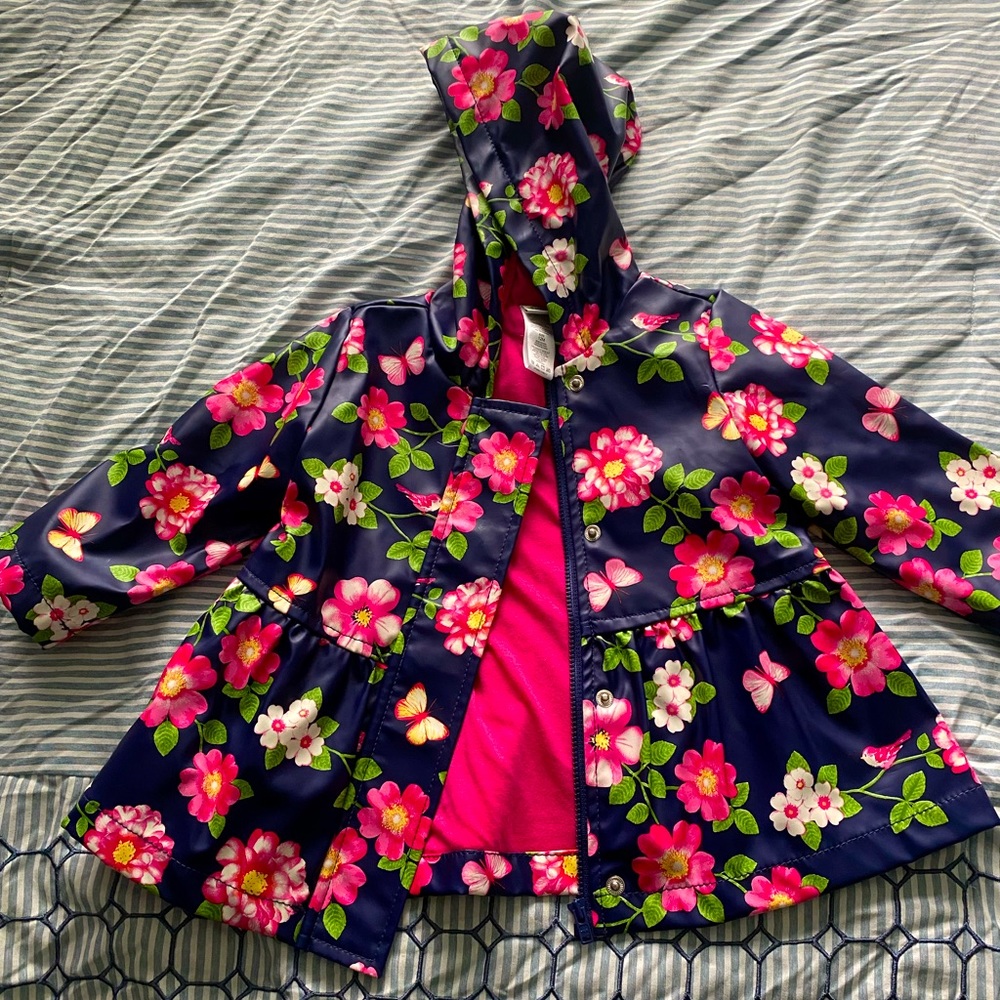 Cute flower print rain jacket! Size 12 months!!
